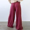 Pantalon féminin pour femmes décontractées jambe large poche avant de la taille d'été