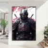 Japanse zwarte Samurai Sakura Warrior Figuren Sunset Art Painting Wall Canvas Posters en prints Woonkamer Home Decor Pictures