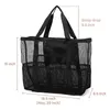 Big Size Beach Bag For Toys Waterproof Underwear Pocket Beach Tote Bag 8 Pockets Summer Stor strandväska för handdukar Mesh Hållbar