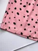 Hemkläder Småbarn Kid Girls 2-Piece Pyjama Set Allover Dot Printed Crew Neck Kort ärm T-shirt Matchande byxor Comfy Loungewear