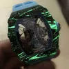 럭셔리 밀 자동 기계식 블랙 파이버 테이프 라미운게 시계 디자이너 방수 2WSN 8GCP