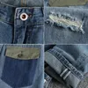 Herren Jeans Spleißtaschen Herren Destiertes Loch Gerade Denimhose Vintage gewaschene Bleistifthosen