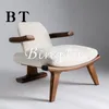 Cadeira de sofá de um único sofá personalizado nórdico simples cinzão de madeira sólida buzina cadeira de chifre retrô cadeira de lazer de lazer Creative Legro