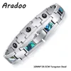 Bangle ARADOO Tungsten Steel Armband Abalone Ocean Energy Hematite Mens Armband Titanium Armband 240411