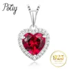 Pendant Necklaces Potiy Heart Shape 3.6ct Created Ruby Pendant Necklace No Chain 925 Sterling Silver for Women Daily Wedding Party Jewelry 240410