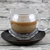 Koppar tefat 220 ml dubbel kaffekopp och fat sätter europeisk klassiker med plattskedens gåva café