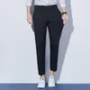 Pantalones para hombres elegante botón recortado negocio masculino