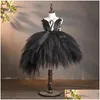 Kızlar Elbise Siyah Çiçek Tle Kız Elbise Kristal Prenses Pageant Giysileri Çocuk Doğum Günü Partisi Akşam Balo Gözden Geçirme Teslimat Baby Ma otixe