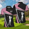 Golf Leopard Women Pink Polo Shirts 3D in tutte le donne stampate da tennis da tennis femmina Summer Lava