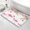 Badmattor Flamingo Palm Tree Mat Tropical Jungle Leaf Animal Landscape Dusch Flanell Anti Slip Foot Rug Badrumstillbehör