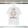 미국 패션 브랜드 카사 블랑카 순수 면화 이중 실 인쇄 티셔츠 남성용 짧은 소매