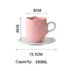 Cups Saucers Nordic Tulip Coffee Cup Set Ceramic Flower And Saucer Reusable Personalized Breakfast Tea Milk Espresso Mug