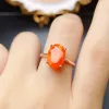 Vintage Natural Orange Fire Opal Ring October Birthstone Opal Ring 925 Silver Solitaire Ring For Women