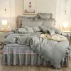 Beddengoedsets set katoenen Koreaanse versie van de tuinprinsesstijl gegolfd laken quilt cover Home Textile 2024