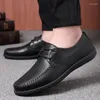 Casual Shoes Leather Men Formal 2024 Men's Loafers Dress Moccasins andningsbara svart bröllop plus storlek 38-47