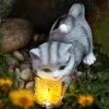 Garten LED Solar Light Outdoor Light Cat Animal Statue Skulpturen Outdoor Figuren Rasen Terrasse Hof Veranda Hausgartendekoration Dekoration