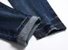 Bleu de rue des jeans pour hommes avec des trous de genou et un pantalon mendiant tendance automne hiver mince pieds mode