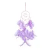 Catcher de rêve en forme de coeur romantique Double ring Purple Feather Rream Catcher mur suspendu à la maison décor Craft de Noël cadeau