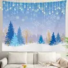 TapestryDecorated Tree Wall Tapestries With Christmas Lights and Gifts Wall Hanging Large Tapestry Polyester för sovsal vardagsrummet R0411