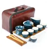 Ensembles de voiles de thé avec sac 6 tasses de thé chinois Travel Travel Ceramic Portable Teapot Porcelain Taset Gaiwan Tool