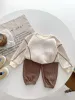 Troushers Roupas de bebês conjuntos para menino e menina de outono roupas de algodão soltas Crianças Pullover Longsleeve Tops+calças de lazer 2pcs