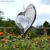 Konst och hantverk Heart Square droppform Rostfritt stål 3D Rotatin Wind Spinner Chime Metal Decor Home Arden Decoration Outdoor Indoor Rooms L49