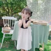 Vestidos de menina Vestido de verão Meninas vestido coreano Cor combinando vestido halter doce vestido princesa estilo coreano bebê crianças roupas de criança