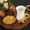 Tasses tasse de café et lait de soucoupe avec poignée en céramique tasse expresso paon aquarelle alliage de maison de boisson céréalière tasse de thé à thé