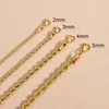 Chaînes Collier de chaîne de corde de 2 mm-5 mm pour femmes hommes en acier inoxydable ne s'est jamais fondu bijoux imperméable