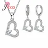 Orecchini di collana impostati chiari Crystal Wedding Party Accessorio Accessorio 925 Set di orecchini in argento sterling Regali a forma di cuore