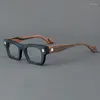 Sunglasses Frames Woodgrain Thickened Rectangular Plate Glasses Frame Men's Retro 2024 Literary Optics Mirror Prescription