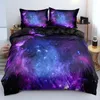 Beddengoed stelt 3D digitaal donkerblauw Galaxy Linnengoed bed uitsteeksel/dekbedovertrekset Twin Double Full King Size luxe voor modern cadeau