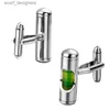 Cuffi collegamenti Hyx Gioielli Silver Green Livello Misurazione Pulsini per cuffia CuffLink French Shirt per Mens Fashion Cuff Links Y240411