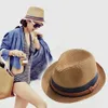 Cappello da goccia jazz estivo maschile per cappello da sole per la spiaggia genitore-bambino con corda di corda per patchwork per bambini a strisce di ghigliottino mamma e cappelli per bambini 240401