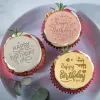 10st Gold Baby Shower Happy Birthday Cake Toppers Mirror Acrylic Baking Cupcake Card Decorations Diy Party Cupcake Insert Flag