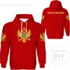 Montenegro capuz DIY Nome personalizado grátis Mne moletons da bandeira do país montenegro