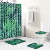 Tappetini da bagno tappetino verde e set di tende per doccia foglie assorbenti tappeti water stampati decorazioni da bagno moquette piede flanella