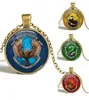 ペンダントネックレスWhole8スタイルSlytherin Crest Necklace Jewelry Glass Cabochon Gift Y0021182435