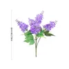 Decorative Flowers 5 Forks Provence Artificial Purple Fake Lavender Bridal Bouquet Green Silk Leaf Home Party Wedding Christmas Decorations