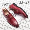 Casual Shoes Designer Smile Brogue Italian Fashion Mens Dress Leather Groom Red Wedding Luxury Loafers Oxford For Men Size 38-48