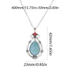 Ethnic Boho Water Drop Turquoises Stone Pendant Earring Set Vintage Silver Color Long Chain Necklace Sets Female Jewelry Bijoux