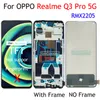 AMOLED / TFT Black 6,43 tum för Oppo Realme Q3 Pro 5G RMX2205 LCD Display Touch Screen Digitizer Assembly / With Frame