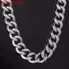 Granny Chic Wysoka jakość 316L Naszyjnik ze stali nierdzewnej Bransoletka Krawężnik Cuban Link Srebrny kolor męski łańcuch o szerokości 17 mm 7-40quo251s