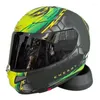 Casques de moto de motocross vert casque Motobike Hommes et femmes Racing Riding Full Face Capacete Casque Casco