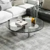 Round Glass Coffee Table Wedge Table Modern Coffee Table with Tempered Glass Top End Table Heavy Duty Steel Legs for Living Room