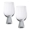 Copos de vinho 2pcs moda arte de 200-500ml listras verticais uísque cálice whisky champanhe coquetel coquetel steins copo de vidro conjunto de drinkware presente