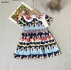 Классика Girls Partydress Детская дизайнерская одежда размер 90-140 см. Печать кролика при печати детской юбки для детской юбки дизайн принцессы 24 апреля