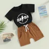 Roupas conjuntos de roupas para crianças meninos de meninos letra imprimir t-shirt shirt shorts rolados de manga curta