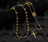 Yeni Katolik Tanrıça Virgen De Guadalupe 8mm Boncuklar 18K Altın Kaplama Tespih Mücevherleri İsa Crucifix Çapraz Kolye45675732750907