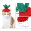 Hundkläder Pet Costume Hat Halloween Cat Cute Headgear Justerbar mjuk jordgubbhuvudbonad för katter kaniner hundar